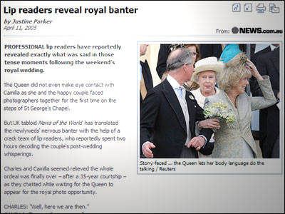 LIP READERS REVEAL ROYAL BANTER